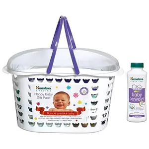 Himalaya Baby Gift Pack BasketPack of 1 SetWhite & Himalaya Baby Powder (400g)