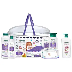 Himalaya Baby Gift Pack BasketPack of 1 SetWhite & Himalaya Anti-Hair Fall Shampoo | 1000ml