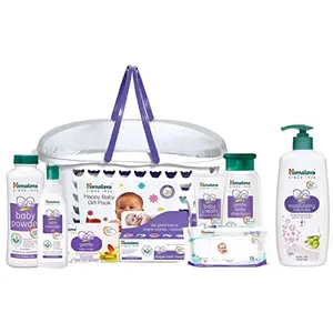 Himalaya Baby Gift Pack BasketPack of 1 SetWhite & Himalaya Extra Moisturizing Baby Wash 400 ml