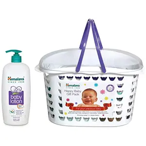 Himalaya Baby Gift Pack BasketPack of 1 SetWhite & Himalaya Baby Lotion 700ml