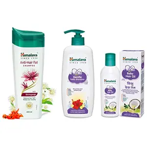 Himalaya Baby Shampoo (400 ml) & Himalaya Anti-Hair Fall Shampoo | Helps Reduce Hair Fall | 400ml & Himalaya Baby Hair Oil 200 ml(1 Count)