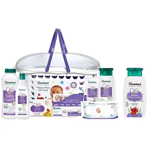 Himalaya Baby Gift Pack BasketPack of 1 SetWhite & Himalaya Gentle Baby Shampoo (200ml)