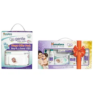 Himalaya Gentle Baby Wipes Mega Offer Pack (4N x 72's) & Himalaya Baby Gift Pack SeriesPack of 1 setwhite