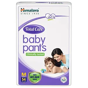 Himalaya Total Care Baby Pants Diapers Medium (M) 54 Count (7 - 12 kg) With Anti-Rash Shield Indian Aloe Vera and Yashad Bhasma Silky Soft Inner Layer