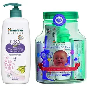 Himalaya Extra Moisturizing Baby Wash 400 ml & Himalaya Herbals Babycare Gift Jar (Soap Shampoo Rash Cream and Powder)
