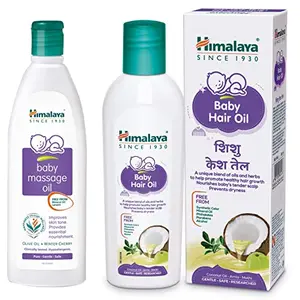 Himalaya Baby Massage Oil (200ml) & Himalaya Baby Hair Oil 100 ml