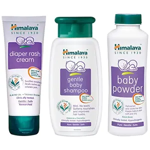 Himalaya Baby Powder (400g) & Gentle Baby Shampoo (200ml) & Himalaya Diaper Rash Cream100gm