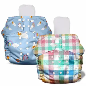 NAPPERS by Mother Sparsh Free Size Cloth Diaper for Babies | Washable & Reusable | With 1200+ GSM Dry Feel Absorbent Soaker Pad | Pack of 2 (Spring Cheeky)