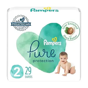 Pampers Pure Protection Baby Diapers Small Size Taped Diapers (SM) 29 Count [Hypoallergenic and unscented protection 0% chlorine paraben latex]