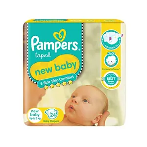 Pampers Active Baby Tape Style Baby Diapers New Born/Extra Small (NB/XS) Size 24 Count Adjustable Fit with 5 star skin protection Up to 5kg Diapers