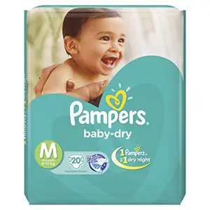 Pampers Taped Diapers Medium (MD)Unisex Baby 20 count