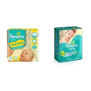 Pampers Active Baby Diapers New Born 72 Count & Pampers Baby Dry Diapers New Born 22 Count