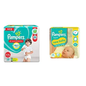 Pampers Diaper Pants XX-Large 28 Count & Pampers Active Baby Diapers New Born 24 Count