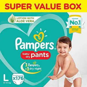 Pampers Diaper Pants Super Value Box Large 176 Count for Kids
