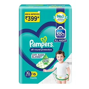 Pampers All round Protection Pants Extra Large size baby Diapers (XL) 16 Count Lotion with Aloe Vera