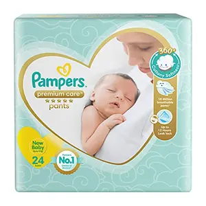 Pampers Premium Care Pants New Born Extra Small size baby Diapers (NB/XS) 24 count Softest ever Pampers