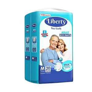 Liberty Eco Adult Diaper Pants Medium (M) Size 20 Count Waist Size (61-115cm | 24-45 inches) Unisex High Absorbency Leak Proof Overnight Protection Pack of 1