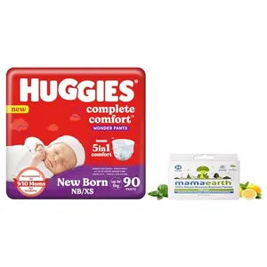 Huggies Complete Comfort Wonder Pants Extra Small (XS) (90 count) with 5 in 1 Comfort & Mamaearth Natural Repellent Mosquito Patches For Babies with 12 Hour ProtectionWhitePack of 1