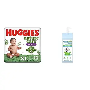 Huggies Nature Care Pants Extra Large (XL) Size Diaper Pants 40 Count & Mamaearth Milky Soft Shampoo with Oats Milk and Calendula for Babies (400 ml)