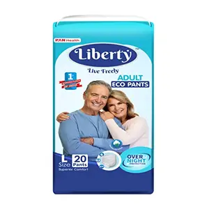 Liberty Eco Adult Diaper Pants Large (L) 20 Count Waist Size (75-140cm | 30-55 inches) Unisex High Absorbency Leak Proof Overnight Protection Pack of 1