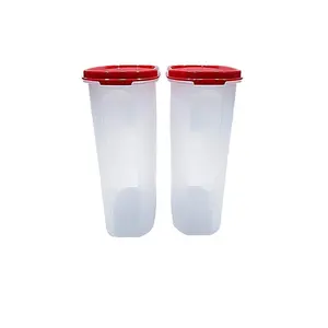 Tupperware mm plastic oval shape containers with cap(2.3l red and white) - set of 2