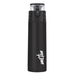 Milton Atlantis 600 Thermosteel Insulated Water Bottle 500 ml Black | Hot and Cold | Leak Proof | Office Bottle | Sports | Home | Kitchen | Hiking | Treking | Travel | Easy to Carry | Rust Proof