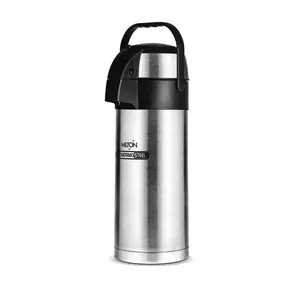 Milton Beverage Dispenser 3500 Stainless Steel for Serving Tea Coffee 3580 ml (125 oz) Airpot Double Vacuum Insulated 24 Hrs Heat & Cold Retention 18/8 Steel Easy Travel with Handle Silver