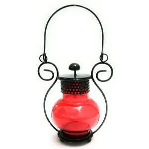 DreamKraft Iron Tlight Lantern With Tlight Candle For Festive Decoration Home Decor Standard Red