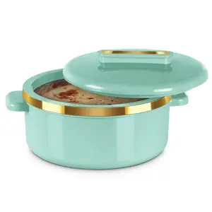 MILTON Curve 2500 Inner Stainless Steel Casserole 2.15 litres Light Green | BPA Free | Food Grade | Easy to Carry | Easy to Store | Chapati | Roti | Curd Maker