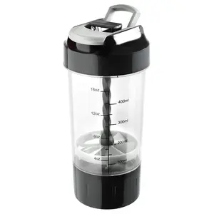 Haans Cyclone Protein Shaker Plastic Bottle for Gym 500ml - BlackSet of 1