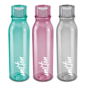 MILTON Name Tag Pet Water Bottle Set of 3 1 Litre Each Burgundy Green Grey | BPA Free | 100% Leak Proof | Office Bottle | Gym Bottle | Home | Kitchen | Travel Bottle | Hiking | Treking Bottle