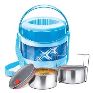 MILTON Econa Deluxe 2 Tiffin Box Set 200 ml/150mm (2 Containers) Blue Stainless Steel