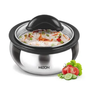 Milton Clarion 2000 Stainless Steel Casserole with See Through Glass Lid 1780 ml Steel Plain