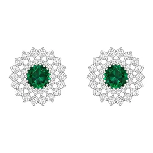 GIVA 925 Sterling Silver Shruti Haasan Zircon Emerald Sunshine Studs| Earrings to Gift Women & Girls | with Certificate of Authenticity and 925 Stamp | 6 Month Warranty*