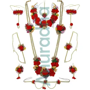 Anuradha Art Multi Colour Artificial Flower Necklace Combo Set | Baby Shower Jewellery Set | Haldi Mehndi Sangeet Godbharari Maternity Shoot Jewellery