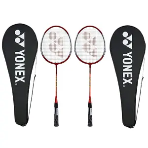 YONEX Multicolour Aluminum Badminton Racquets Combo with Full Covers Red - Set of 2
