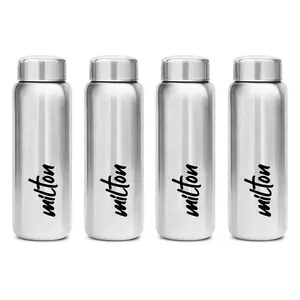 MILTON Aqua 750 Stainless Steel Water Bottle Set of 4 750 ml Each Silver | 100% Leak Proof | Office Bottle | Gym Bottle | Home | Kitchen | Hiking | Treking Bottle | Travel Bottle