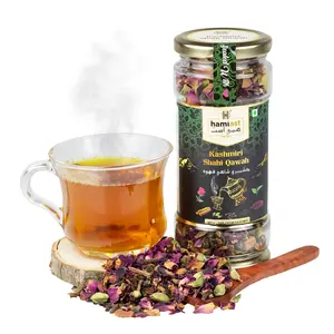 Hamiast Kashmiri Shahi Qawah (Kahwa) Green Tea with Saffron Authentic and Traditional BlendWithout Sugar100g Serves 50 Cups