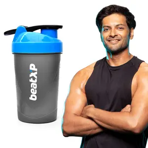 beatXP Shaker Bottle for Protein Shake Compact Gym Plastic Shaker BPA Free Material Sipper Bottle 100% Leak Proof (400 ML)