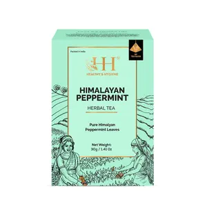 HEALTHY & HYGIENE Natural Caffeine Free Himalayan Peppermint Tea | Perfect for Cooling Refresh | Herbal Tea | 20 Pyramid Tea Bags in Box