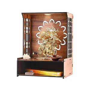 Rylan Mandir for Home Temple for Hoe Pooja Mandir for Home Beautiful Wooden Temple for Home Pooja Stand for Home and Office with LED Spot Light Temple- (A2)