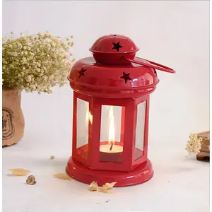 DreamKraft Home Decor Hangings Lantern Antique With Tealight Candle Standard Red