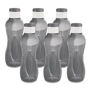 MILTON I Go Flip Plastic Water Bottle Set of 6 750 ml Each Grey | Sports | Gym | Home | Kitchen | Travel Bottle | Hiking | Treking | Reusable