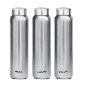 Milton Aqua 1000 Stainless Steel Water Bottle 950 ml Each Set of 3 Silver | 100% Leak Proof | Office Bottle | Gym Bottle | Home | Kitchen | Hiking | Treking Bottle | Travel Bottle