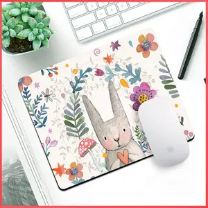 Wolpin Mouse Pad for Laptop PC Notebook MacBook Pro Air Gaming Computer (26 x 21 cm) Anti-Slip Rubber Base Mousepad Rabbit