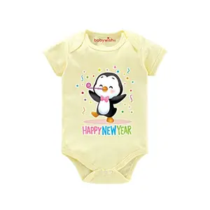 Christmas Vibes My First New Year Romper Clothes Baby New Year Bodysuits Newborn Outfit My 1st New Year Printed Romper with Envelop Neck Half Sleeve Unisex Onesies Infant Dress Happy New Year