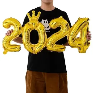 Christmas Vibes 32 Inch Gold 2024 Number Balloons Numbers 2024 Balloons Gold New Years Eve Party Supplies 2024 Happy New Year Decorations Gold Balloons Decorations New Years Eve Party Decorations