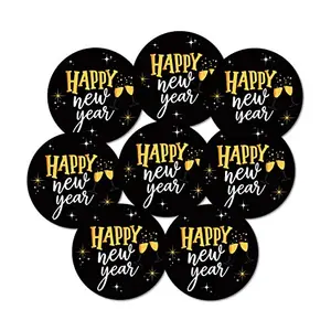 Christmas Vibes Happy New Year Stickers 40 Count 2 Inches Round