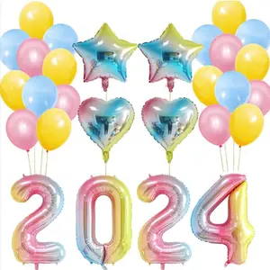 Christmas Vibes Happy New Year 2024 Foil Balloons Christmas Decorations For Home 2024 Xmas Eve Party SuppliesGlobos Navidad Decor (Colorful)