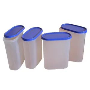 Tupperware Modular Mates Oval Plastic Container 4 Set, 2.3 Litres, 4-Pieces, Multicolor